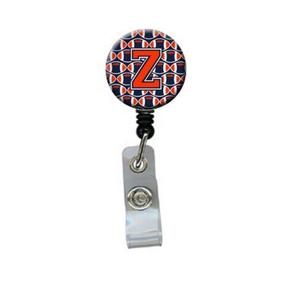 Carolines Treasures Letter Z Football Orange, Blue and White Retractable Badge Reel CJ1066-ZBR